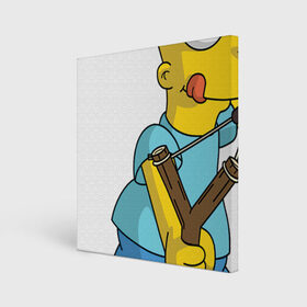 Холст квадратный с принтом Bart Simpson , 100% ПВХ |  | барт | разбойник | рогатка. | симпсоны
