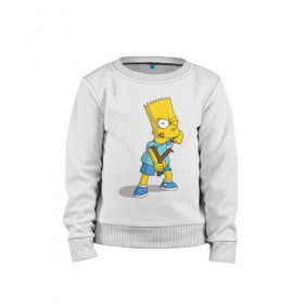 Детский свитшот хлопок с принтом Bart Simpson , 100% хлопок | круглый вырез горловины, эластичные манжеты, пояс и воротник | Тематика изображения на принте: барт | разбойник | рогатка. | симпсоны