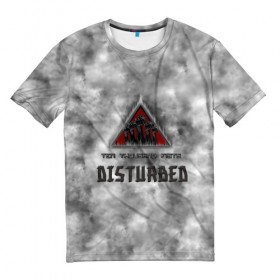 Мужская футболка 3D с принтом Disturbed , 100% полиэфир | прямой крой, круглый вырез горловины, длина до линии бедер | 