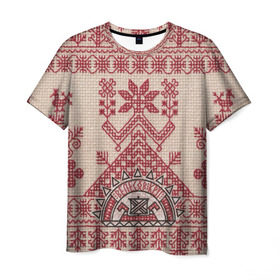 Мужская футболка 3D с принтом Новогодний ковер , 100% полиэфир | прямой крой, круглый вырез горловины, длина до линии бедер | вышивка | текстура | ткань | узоры