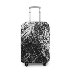 Чехол для чемодана 3D с принтом Просто штрихи , 86% полиэфир, 14% спандекс | двустороннее нанесение принта, прорези для ручек и колес | абстракция | абстракция красок | брызги красок | краска | потертость красок | текстура | царапины | черно белый | штрихи
