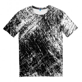 Мужская футболка 3D с принтом Просто штрихи , 100% полиэфир | прямой крой, круглый вырез горловины, длина до линии бедер | абстракция | абстракция красок | брызги красок | краска | потертость красок | текстура | царапины | черно белый | штрихи