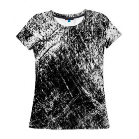 Женская футболка 3D с принтом Просто штрихи , 100% полиэфир ( синтетическое хлопкоподобное полотно) | прямой крой, круглый вырез горловины, длина до линии бедер | абстракция | абстракция красок | брызги красок | краска | потертость красок | текстура | царапины | черно белый | штрихи