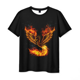 Мужская футболка 3D с принтом Феникс , 100% полиэфир | прямой крой, круглый вырез горловины, длина до линии бедер | Тематика изображения на принте: fire | flame | in fire | smoke | в огне | дым | огненный | огонь