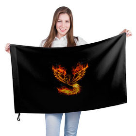 Флаг 3D с принтом Феникс , 100% полиэстер | плотность ткани — 95 г/м2, размер — 67 х 109 см. Принт наносится с одной стороны | fire | flame | in fire | smoke | в огне | дым | огненный | огонь