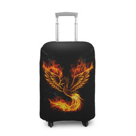 Чехол для чемодана 3D с принтом Феникс , 86% полиэфир, 14% спандекс | двустороннее нанесение принта, прорези для ручек и колес | fire | flame | in fire | smoke | в огне | дым | огненный | огонь