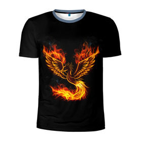 Мужская футболка 3D спортивная с принтом Феникс , 100% полиэстер с улучшенными характеристиками | приталенный силуэт, круглая горловина, широкие плечи, сужается к линии бедра | fire | flame | in fire | smoke | в огне | дым | огненный | огонь