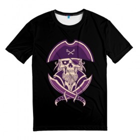 Мужская футболка 3D с принтом Пират , 100% полиэфир | прямой крой, круглый вырез горловины, длина до линии бедер | bones | buccaneer | corsair | filibuster | freebooter | picaroon | pirate | rover | голова | кости | пират | скелет | череп