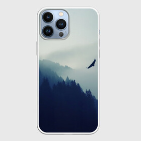 Чехол для iPhone 13 Pro Max с принтом ОРЁЛ НАД ЛЕСОМ   EAGLE OVER THE FOREST ,  |  | Тематика изображения на принте: bird | dark | fog | forest | heaven | jh k | ktc | sky | texture | деревья | животные | лес | небо | орел | природа | птица | птицы | текстуры | тёмный лес | туман