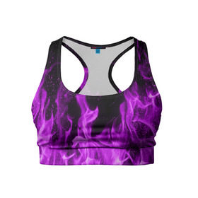 Женский спортивный топ 3D с принтом Фиолетовый огонь , 82% полиэстер, 18% спандекс Ткань безопасна для здоровья, позволяет коже дышать, не мнется и не растягивается |  | Тематика изображения на принте: лиловый | пламя | яркий