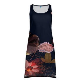 Платье-майка 3D с принтом Blossom fashion , 100% полиэстер | полуприлегающий силуэт, широкие бретели, круглый вырез горловины, удлиненный подол сзади. | blossom | flower | бабочки | весна | лето | природа | расцвет | цвет | цветение | цветковое растение | цветок