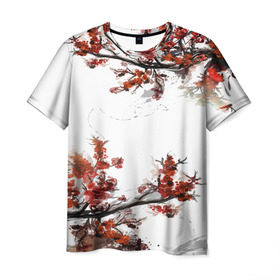 Мужская футболка 3D с принтом САКУРА , 100% полиэфир | прямой крой, круглый вырез горловины, длина до линии бедер | blossom | flower | бабочки | весна | лето | природа | расцвет | цвет | цветение | цветковое растение | цветок