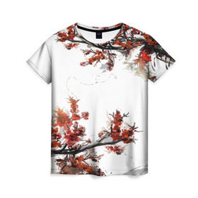 Женская футболка 3D с принтом САКУРА , 100% полиэфир ( синтетическое хлопкоподобное полотно) | прямой крой, круглый вырез горловины, длина до линии бедер | blossom | flower | бабочки | весна | лето | природа | расцвет | цвет | цветение | цветковое растение | цветок