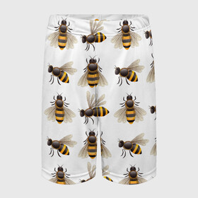Детские спортивные шорты 3D с принтом Пчелы ,  100% полиэстер
 | пояс оформлен широкой мягкой резинкой, ткань тянется
 | белый | желтый | крылья | мед | черный