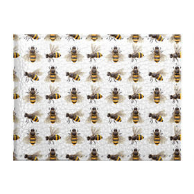 Обложка для студенческого билета с принтом Пчелы , натуральная кожа | Размер: 11*8 см; Печать на всей внешней стороне | белый | желтый | крылья | мед | черный