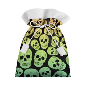 Подарочный 3D мешок с принтом Веселый хэллоуин , 100% полиэстер | Размер: 29*39 см | зеленый | кости | цвет | череп | черный
