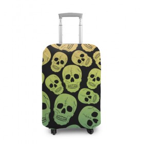 Чехол для чемодана 3D с принтом Веселый хэллоуин , 86% полиэфир, 14% спандекс | двустороннее нанесение принта, прорези для ручек и колес | зеленый | кости | цвет | череп | черный