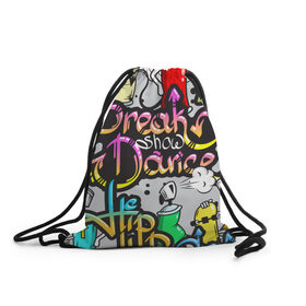 Рюкзак-мешок 3D с принтом Graffiti , 100% полиэстер | плотность ткани — 200 г/м2, размер — 35 х 45 см; лямки — толстые шнурки, застежка на шнуровке, без карманов и подкладки | break | dance | graffiti | hip hop | rap | граффити | рэп | скейтборд | хип хоп