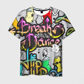 Мужская футболка 3D с принтом Graffiti , 100% полиэфир | прямой крой, круглый вырез горловины, длина до линии бедер | break | dance | graffiti | hip hop | rap | граффити | рэп | скейтборд | хип хоп