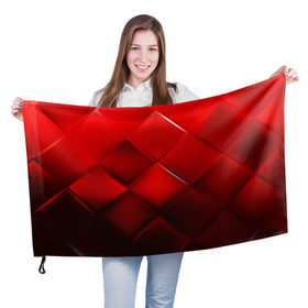 Флаг 3D с принтом Red squares , 100% полиэстер | плотность ткани — 95 г/м2, размер — 67 х 109 см. Принт наносится с одной стороны | абстракция | геометрия | квадрат | текстура