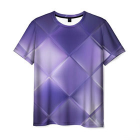 Мужская футболка 3D с принтом Фиолетовые грани , 100% полиэфир | прямой крой, круглый вырез горловины, длина до линии бедер | Тематика изображения на принте: абстракция | геометрия | квадрат | текстура | фиолетовый
