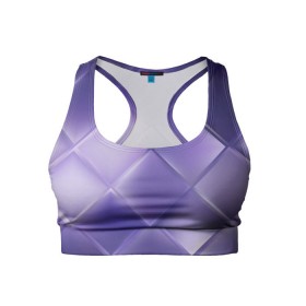 Женский спортивный топ 3D с принтом Фиолетовые грани , 82% полиэстер, 18% спандекс Ткань безопасна для здоровья, позволяет коже дышать, не мнется и не растягивается |  | абстракция | геометрия | квадрат | текстура | фиолетовый