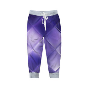 Детские брюки 3D с принтом Фиолетовые грани , 100% полиэстер | манжеты по низу, эластичный пояс регулируется шнурком, по бокам два кармана без застежек, внутренняя часть кармана из мелкой сетки | абстракция | геометрия | квадрат | текстура | фиолетовый