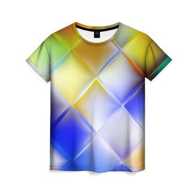 Женская футболка 3D с принтом Colorful squares , 100% полиэфир ( синтетическое хлопкоподобное полотно) | прямой крой, круглый вырез горловины, длина до линии бедер | 