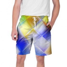 Мужские шорты 3D с принтом Colorful squares ,  полиэстер 100% | прямой крой, два кармана без застежек по бокам. Мягкая трикотажная резинка на поясе, внутри которой широкие завязки. Длина чуть выше колен | 
