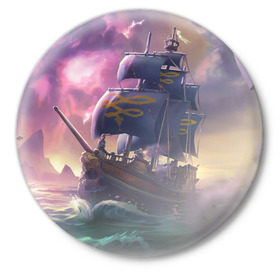 Значок с принтом Sea of thieves ,  металл | круглая форма, металлическая застежка в виде булавки | sea of thieves