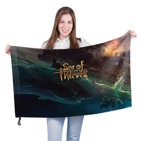 Флаг 3D с принтом Sea of thieves , 100% полиэстер | плотность ткани — 95 г/м2, размер — 67 х 109 см. Принт наносится с одной стороны | sea of thieves