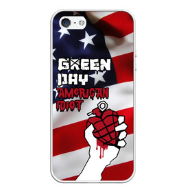 Чехол для iPhone 5/5S матовый с принтом Green Day American Idiot , Силикон | Область печати: задняя сторона чехла, без боковых панелей | american idiot | green day | альтернативный | билли джо армстронг | грин дей | группа | зелёный день | майк дёрнт | музыка | панк | поп | поппанк | рок | сша | тре кул | флаг