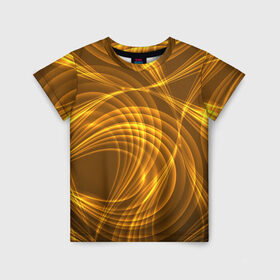 Детская футболка 3D с принтом Золотые вихри , 100% гипоаллергенный полиэфир | прямой крой, круглый вырез горловины, длина до линии бедер, чуть спущенное плечо, ткань немного тянется | gold | абстракция | вихрь | золото | золотой | текстура | узор