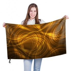 Флаг 3D с принтом Золотые вихри , 100% полиэстер | плотность ткани — 95 г/м2, размер — 67 х 109 см. Принт наносится с одной стороны | gold | абстракция | вихрь | золото | золотой | текстура | узор