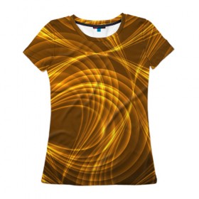 Женская футболка 3D с принтом Золотые вихри , 100% полиэфир ( синтетическое хлопкоподобное полотно) | прямой крой, круглый вырез горловины, длина до линии бедер | gold | абстракция | вихрь | золото | золотой | текстура | узор