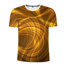 Мужская футболка 3D спортивная с принтом Золотые вихри , 100% полиэстер с улучшенными характеристиками | приталенный силуэт, круглая горловина, широкие плечи, сужается к линии бедра | gold | абстракция | вихрь | золото | золотой | текстура | узор