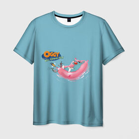 Мужская футболка 3D с принтом Oggy and the Cockroaches , 100% полиэфир | прямой крой, круглый вырез горловины, длина до линии бедер | 