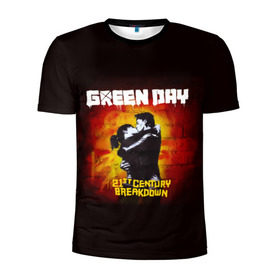 Мужская футболка 3D спортивная с принтом Поцелуй Green Day , 100% полиэстер с улучшенными характеристиками | приталенный силуэт, круглая горловина, широкие плечи, сужается к линии бедра | american idiot | green day | альтернативный | билли джо армстронг | грин дей | группа | зелёный день | майк дёрнт | музыка | панк | поп | поппанк | поцелуй | рок | стена | тре кул