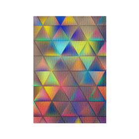 Обложка для паспорта матовая кожа с принтом Разноцветные треугольники , натуральная матовая кожа | размер 19,3 х 13,7 см; прозрачные пластиковые крепления | 