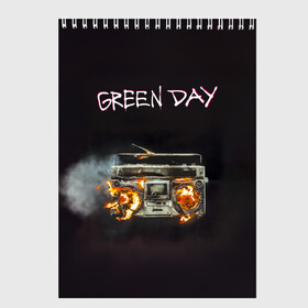 Скетчбук с принтом Green Day магнитофон в огне , 100% бумага
 | 48 листов, плотность листов — 100 г/м2, плотность картонной обложки — 250 г/м2. Листы скреплены сверху удобной пружинной спиралью | american idiot | green day | альтернативный | билли джо армстронг | грин дей | группа | зелёный день | майк дёрнт | музыка | панк | поп | поппанк | рок | тре кул