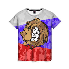 Женская футболка 3D с принтом Русский Медведь , 100% полиэфир ( синтетическое хлопкоподобное полотно) | прямой крой, круглый вырез горловины, длина до линии бедер | 
