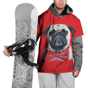 Накидка на куртку 3D с принтом Довольный мопс , 100% полиэстер |  | Тематика изображения на принте: бабочка | друг | животное | зверь | мопс | собака | щенок