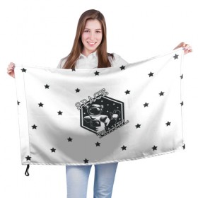 Флаг 3D с принтом Space travel , 100% полиэстер | плотность ткани — 95 г/м2, размер — 67 х 109 см. Принт наносится с одной стороны | белый | звезды | космос | скафандр | черный