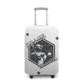 Чехол для чемодана 3D с принтом Space travel , 86% полиэфир, 14% спандекс | двустороннее нанесение принта, прорези для ручек и колес | белый | звезды | космос | скафандр | черный