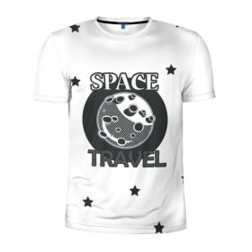 Мужская футболка 3D спортивная с принтом Space travel , 100% полиэстер с улучшенными характеристиками | приталенный силуэт, круглая горловина, широкие плечи, сужается к линии бедра | белый | звезды | космос | планета | черный