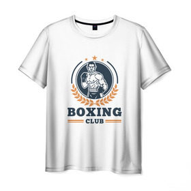 Мужская футболка 3D с принтом BOXING CLUB , 100% полиэфир | прямой крой, круглый вырез горловины, длина до линии бедер | бокс | клуб | перчатки | спорт | чемпион