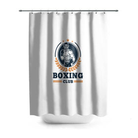 Штора 3D для ванной с принтом BOXING CLUB , 100% полиэстер | плотность материала — 100 г/м2. Стандартный размер — 146 см х 180 см. По верхнему краю — пластиковые люверсы для креплений. В комплекте 10 пластиковых колец | бокс | клуб | перчатки | спорт | чемпион