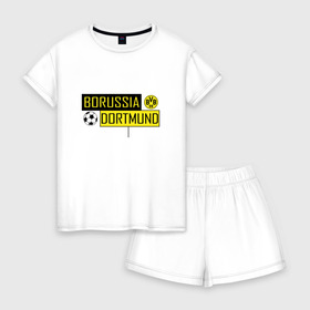 Женская пижама с шортиками хлопок с принтом Borussia Dortmund - New Design 2018 , 100% хлопок | футболка прямого кроя, шорты свободные с широкой мягкой резинкой | боруссия дортмунд