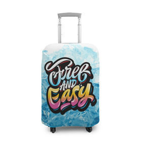 Чехол для чемодана 3D с принтом Free and Easy , 86% полиэфир, 14% спандекс | двустороннее нанесение принта, прорези для ручек и колес | beach | miami | граффити | желтый | закат | краски | лед | майами | надписи | панама | пляж | розовый | солнце | фламинго | яркие
