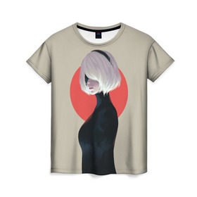 Женская футболка 3D с принтом Nier Automata , 100% полиэфир ( синтетическое хлопкоподобное полотно) | прямой крой, круглый вырез горловины, длина до линии бедер | automata | cyborg | flag | game | girl | japan | japanese | nier | woman | девушка | женщина | игра | киборг | робот | флаг | япония | японка